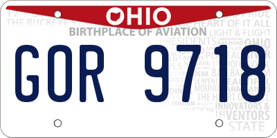 OH license plate GOR9718