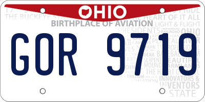 OH license plate GOR9719