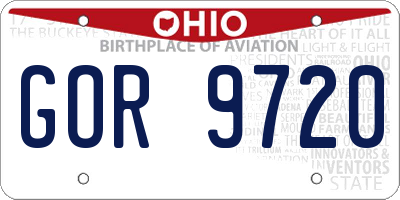 OH license plate GOR9720