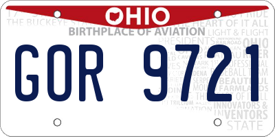 OH license plate GOR9721