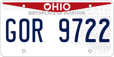 OH license plate GOR9722