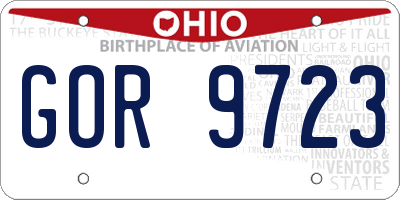 OH license plate GOR9723