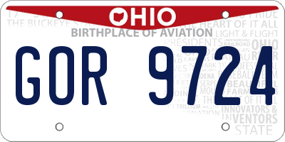 OH license plate GOR9724