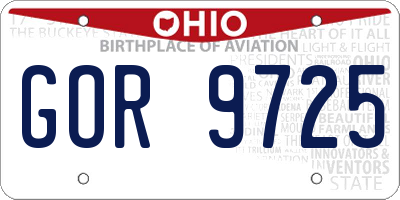 OH license plate GOR9725