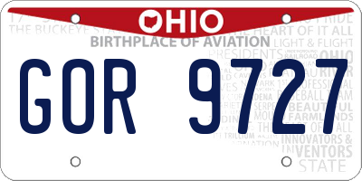 OH license plate GOR9727