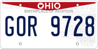 OH license plate GOR9728