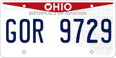 OH license plate GOR9729