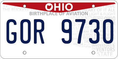 OH license plate GOR9730