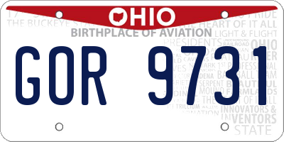 OH license plate GOR9731