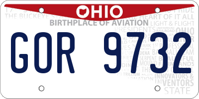 OH license plate GOR9732