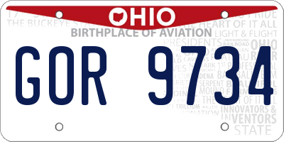 OH license plate GOR9734