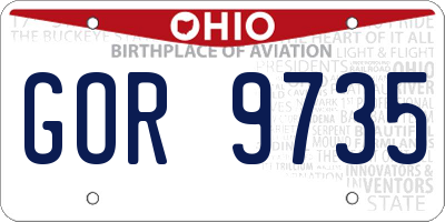OH license plate GOR9735