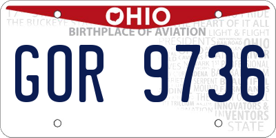 OH license plate GOR9736