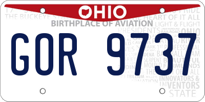 OH license plate GOR9737