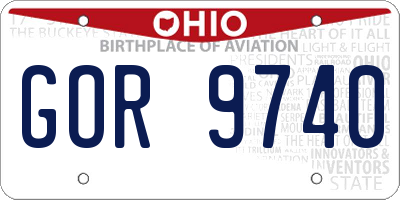 OH license plate GOR9740