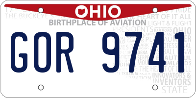OH license plate GOR9741