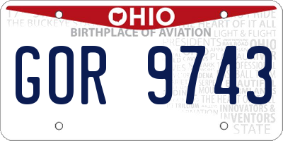 OH license plate GOR9743