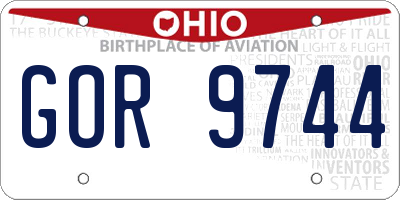 OH license plate GOR9744