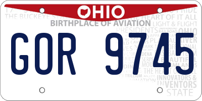 OH license plate GOR9745
