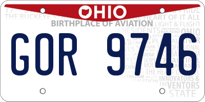 OH license plate GOR9746