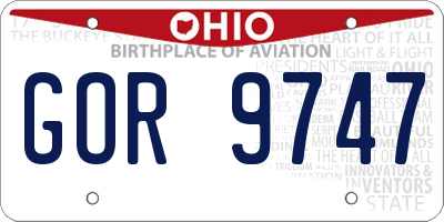 OH license plate GOR9747