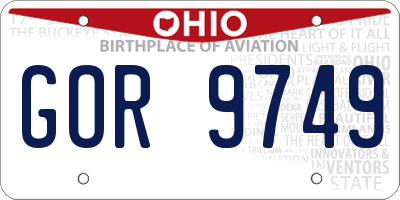 OH license plate GOR9749