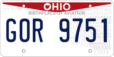 OH license plate GOR9751