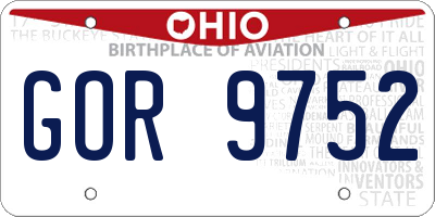 OH license plate GOR9752