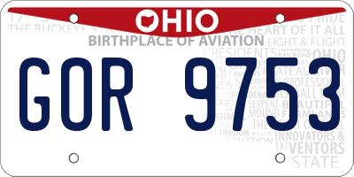OH license plate GOR9753