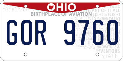 OH license plate GOR9760