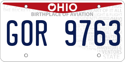 OH license plate GOR9763