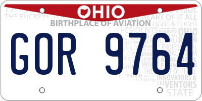 OH license plate GOR9764