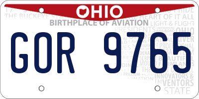 OH license plate GOR9765