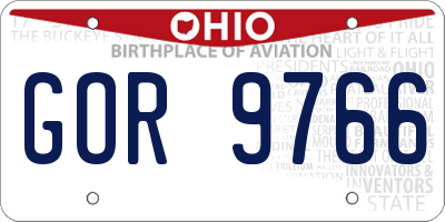 OH license plate GOR9766