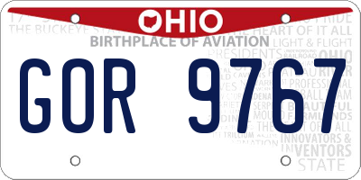OH license plate GOR9767