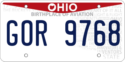 OH license plate GOR9768