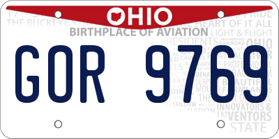 OH license plate GOR9769