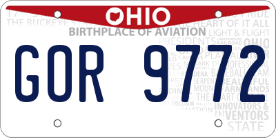 OH license plate GOR9772