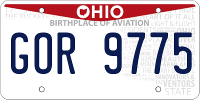 OH license plate GOR9775