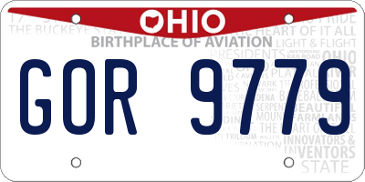 OH license plate GOR9779