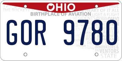 OH license plate GOR9780