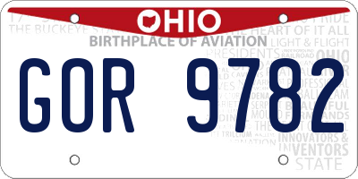 OH license plate GOR9782