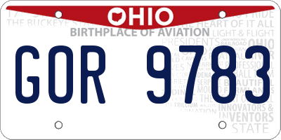 OH license plate GOR9783