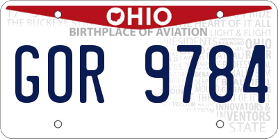 OH license plate GOR9784