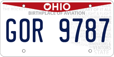 OH license plate GOR9787
