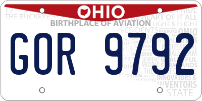 OH license plate GOR9792