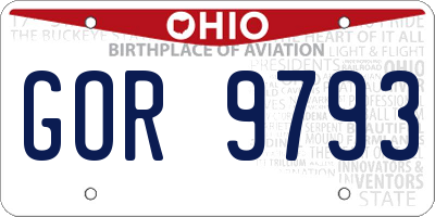 OH license plate GOR9793