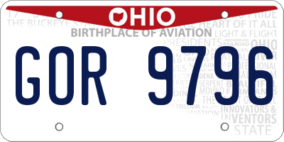 OH license plate GOR9796