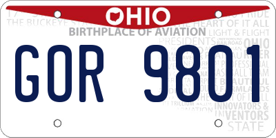OH license plate GOR9801