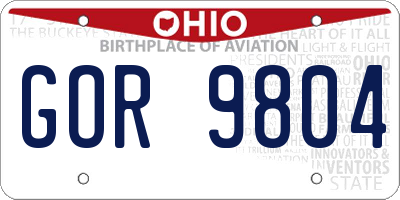 OH license plate GOR9804